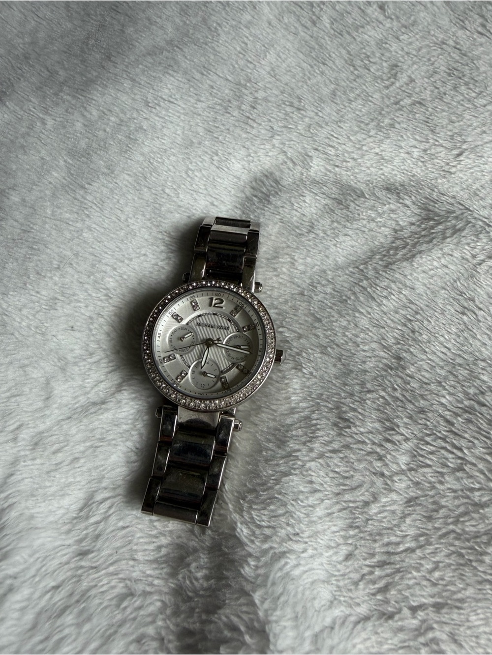 Michael Kors Silver-Tone Crystal Accent Bracelet Watch